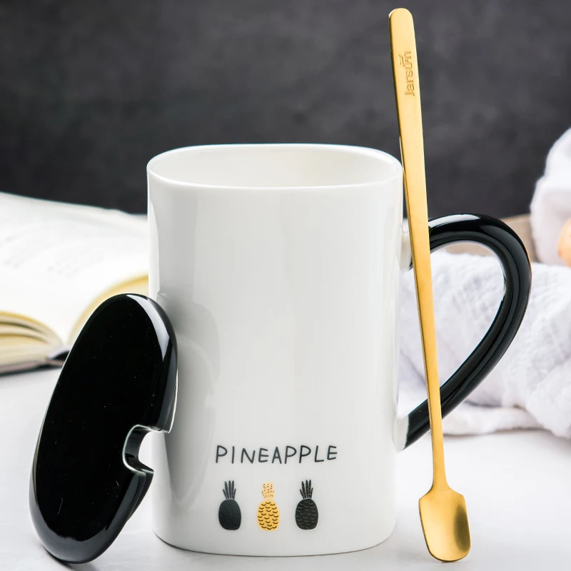 Большая Керамическая кофейная кружка с ананасом белые кружки надписью