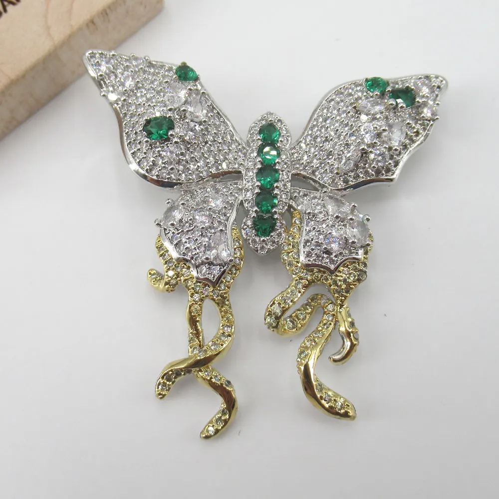 

APDGG 49x49mm Mixed Color golden plated Cz micro butterfly brooch