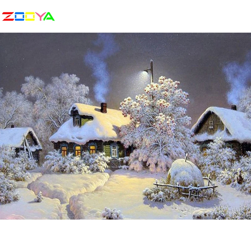 

5D Diamond Painting Scenery Winter Full Square Round Drill Snow Diamond Mosaic Cross Stitch Home Decortion Gifts Drop Ship JM145