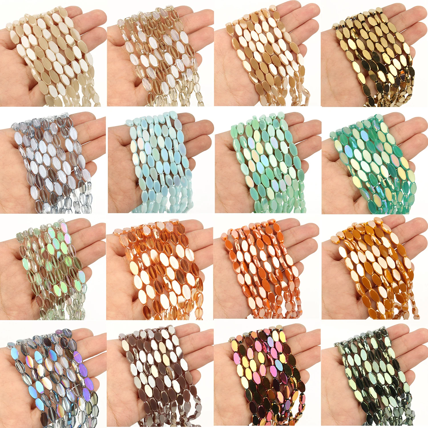

50pcs 6x9mm Oval Shape Crystal Lampwork Beads DIY Handmade Glass Loose Craft Beads for Jewelry Making DIY Bracelets Necklaces