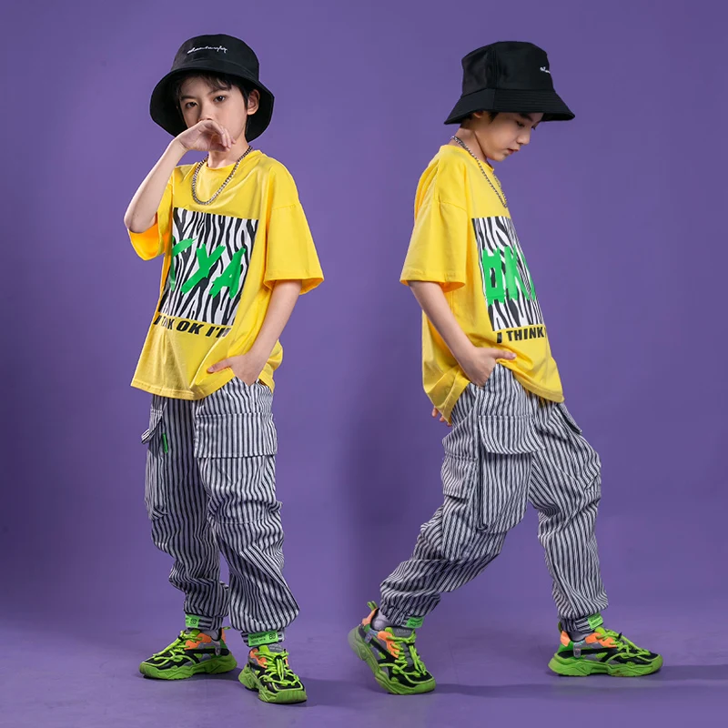 

Kids Carnival Hip Hop Clothing Stage Outfits T Shirt Streetwear Cargo Pants for Girl Boy Jazz Dance Wear Costume Clothes