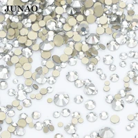 junao ss6 8 10 12 16 20 silver mix size nail rhinestones decoration flatback crystal beads glass nail gems non hot fix strass