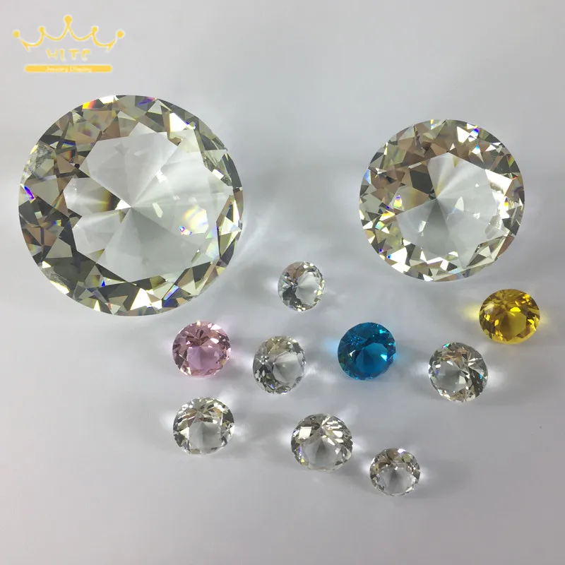 

Fashion Crystal Diamond Cut Shape Paperweights Clear Glass Gem Jewelry Display Counter Organizer Ornaments Prop