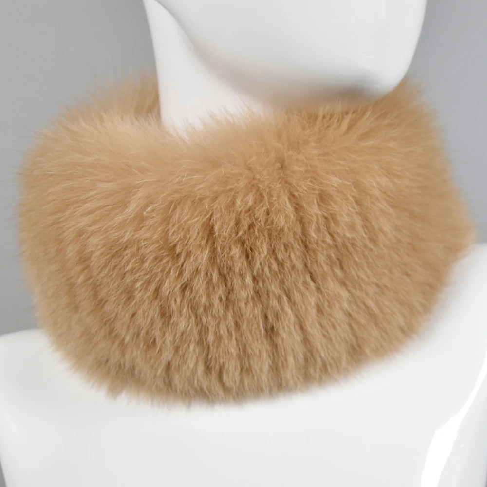 Женский вязаный шарф из натурального Лисьего меха зимний брендовый теплый