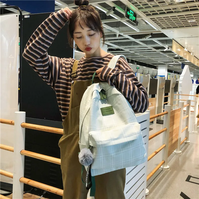 Новинка 2020 женский рюкзак Женская клетчатая школьная сумка для