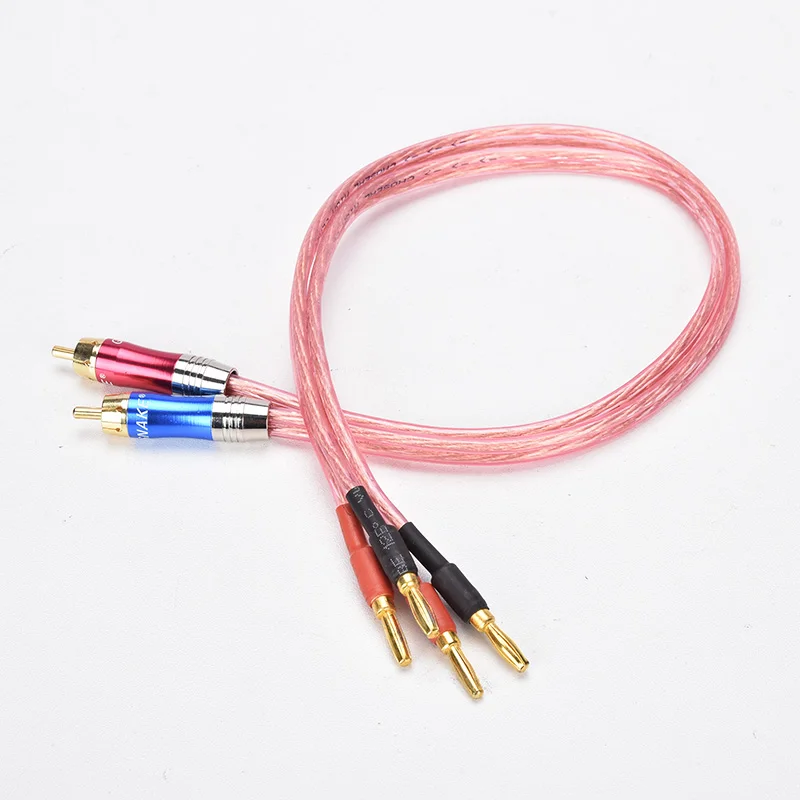 

2PCS AV Lotus Audio Line One Minute Two Lotus RCA 2 Banana Head Conversion Line Speaker Connection Line
