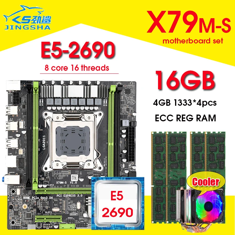 Bestellen Jingsha X79 M-s 2,0 Motherboard Set Mit Xeon E5 2690 4x4GB = 16GB 1333MHz DDR3 ECC REG Speicher Und Cpu Kühler M.2 SSD NVME M.2