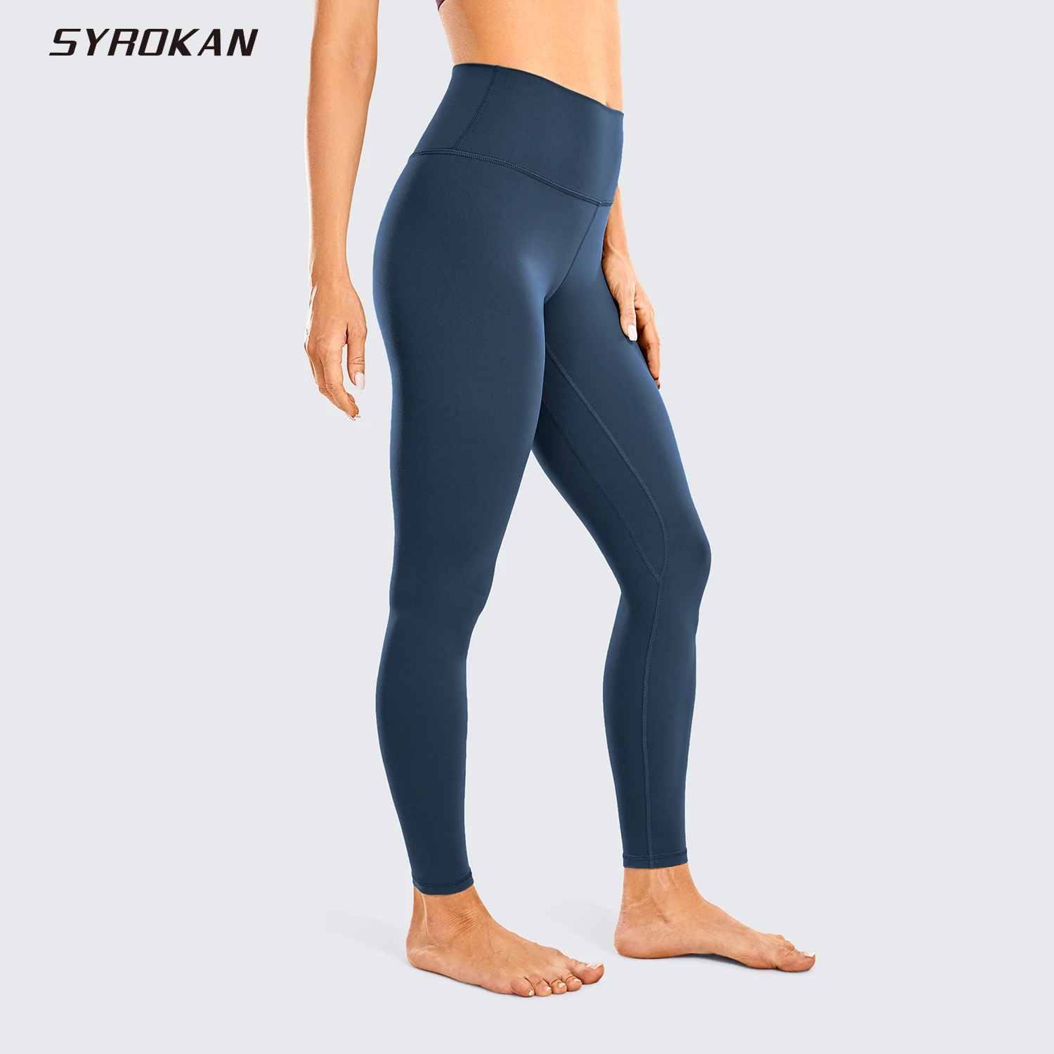 

SYROKAN Women's High Waisted Full-Length Yoga Leggings Naked Feeling Soft Workout Tights Running Pants -28 Inches