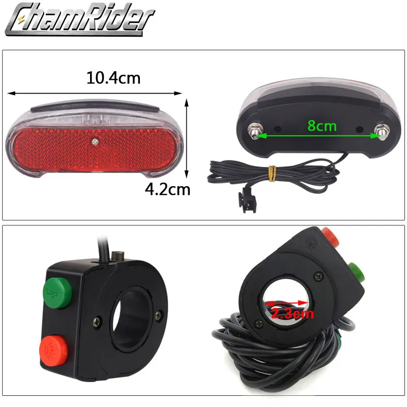 Бесплатная доставка 36 В 48 совместимый для е байка головной светильник хвост