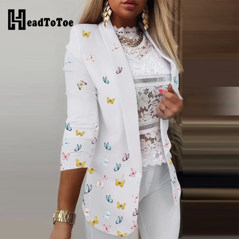 

Butterfly Print Half Sleeve Suit Coat