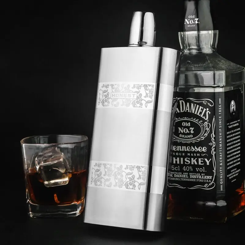 

Long Germany Hip Flask Stainless Steel Luxury Cognac Outdoor Portable Flat Bottle Whiskey Fiaschetta Gift Set for Men DH50JH