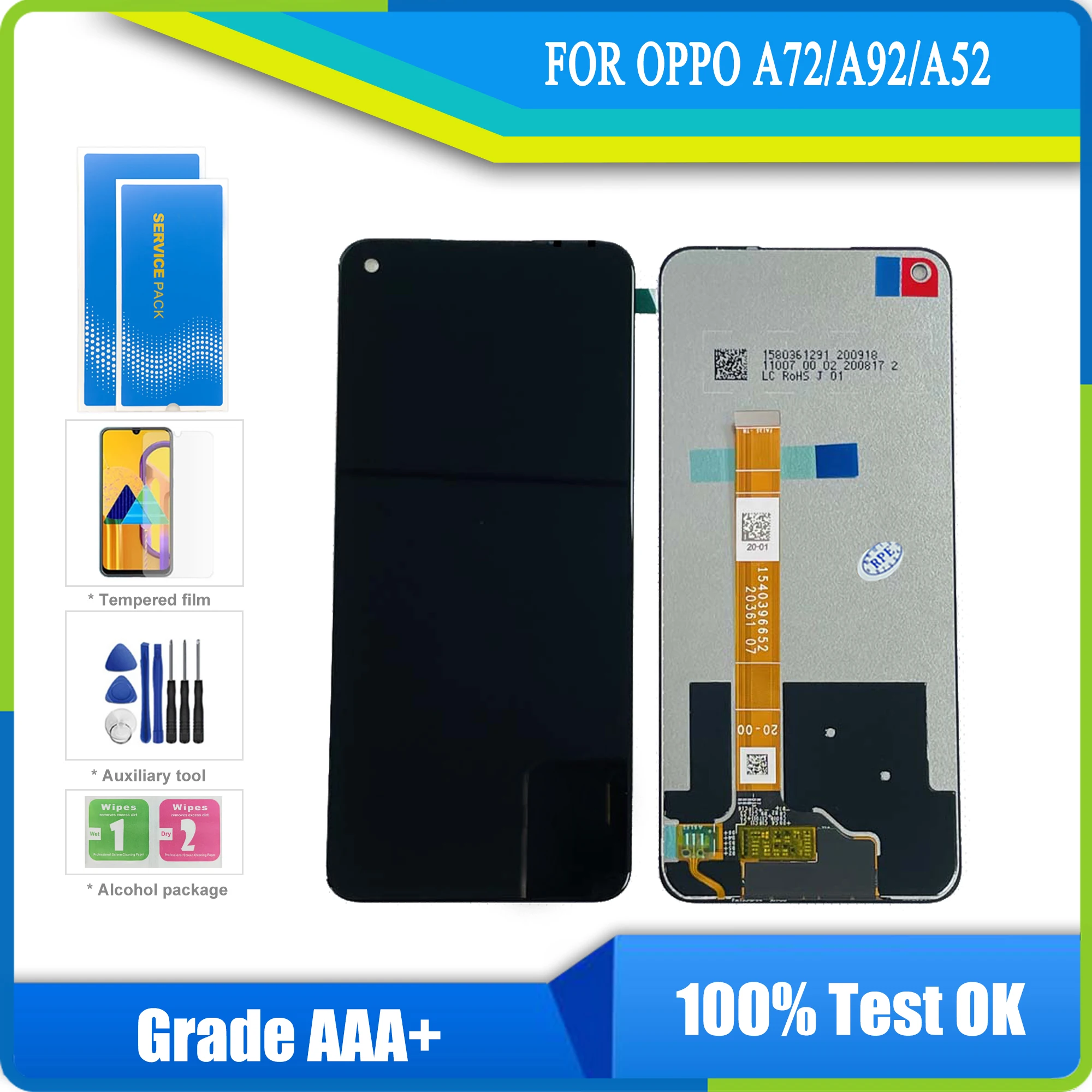 

Оригинальный черный ЖК-дисплей 6,5 дюйма для Oppo A72 A92 A52 CPH2069 CPH2067