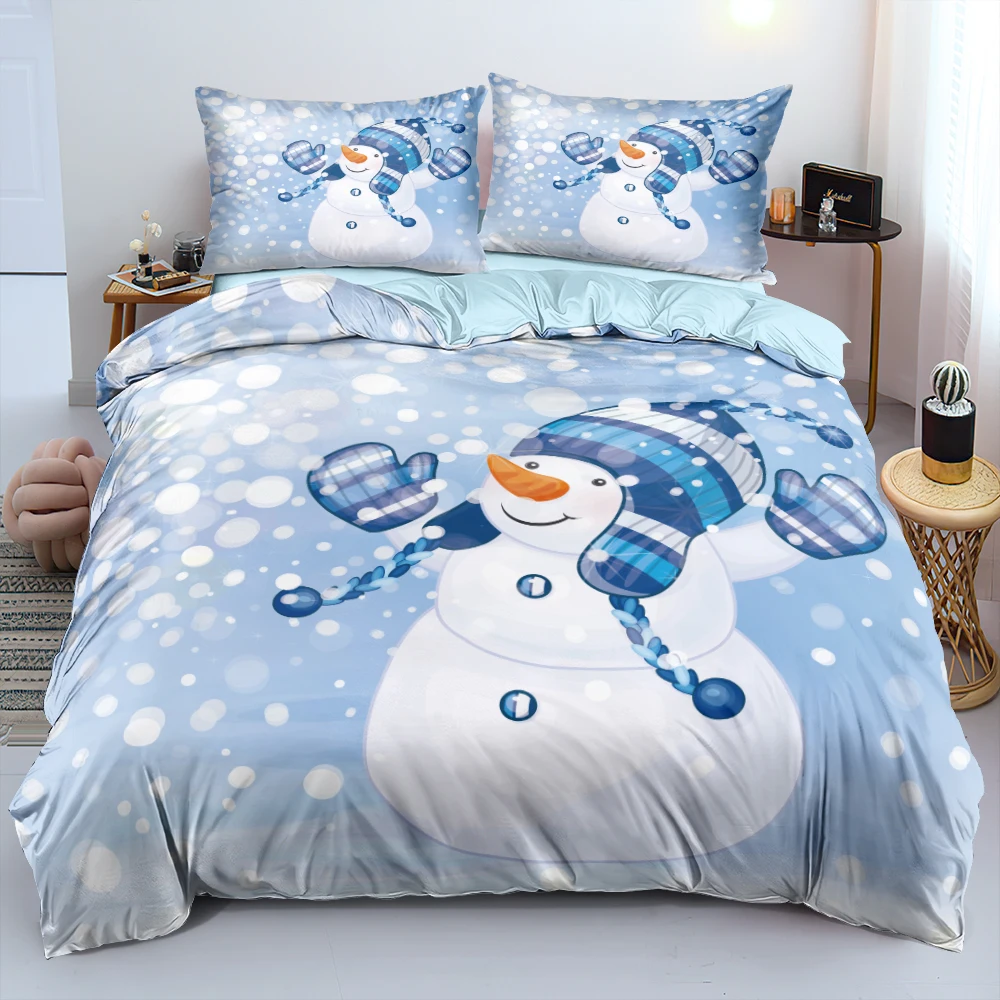 

Christmas style Single Double Queen King Sizes Snowman Series Duvet Cover Pillow Shams Cartoon Printed Bedclothes For Children