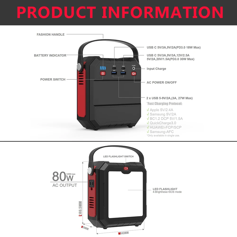 portable power supply station solar generator mobile phone power bank portable cell phone charger free global shipping
