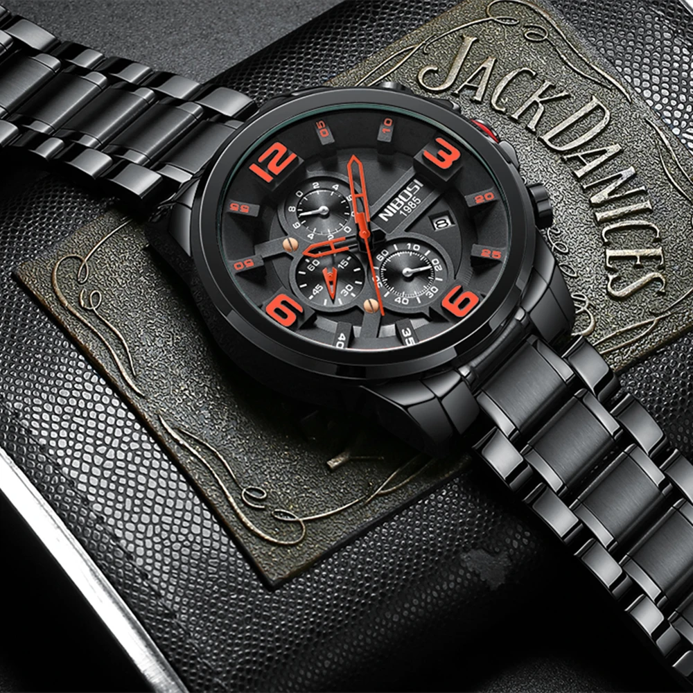 

NIBOSI Top Brand Watch Men Sport Running Chronograph Quartz Wristwatch Waterproof Luxury Big Dial Mens Watches Relogio Masculino