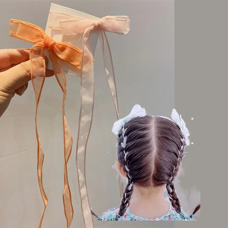 

Girls Streamers Bowknots Hairpins Hair Accessories Hairpins Children's Streamers Braided Hair Headdress Clips Princess Women