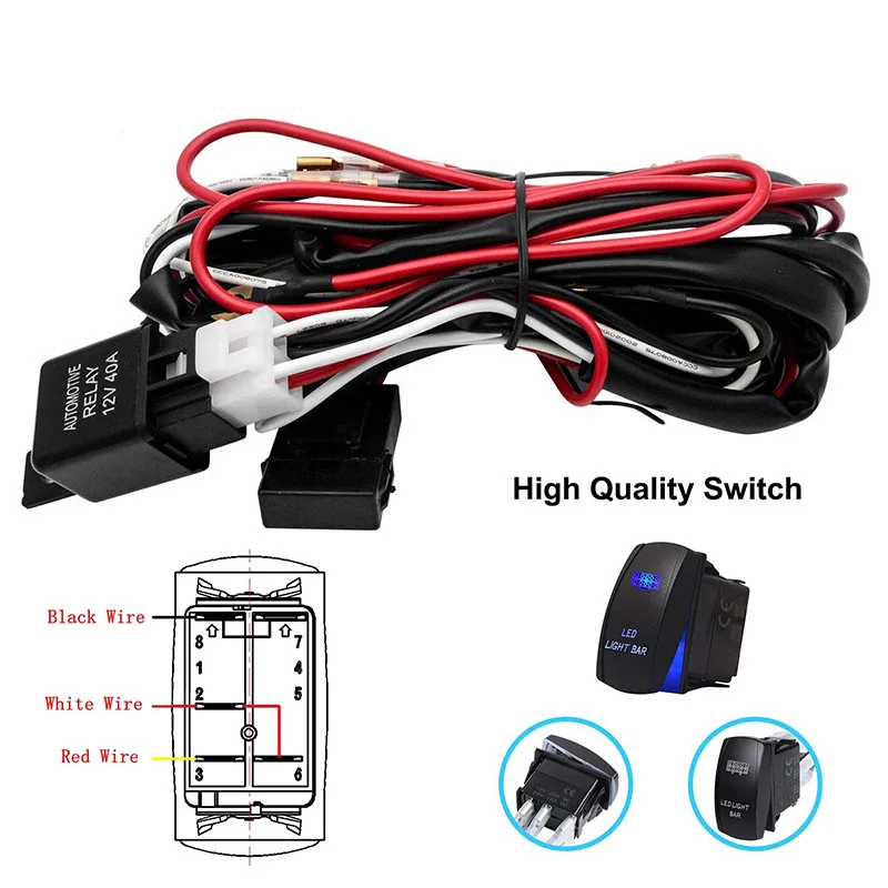 

1pcscar modification 12/24V universal fog lamp switch wiring harness high-power LED strip light work light switch wiring harness