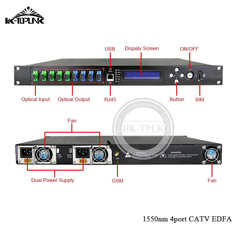Распродажа оптоволоконный усилитель 1550 нм CATV WDM 4 порта * 21 дБм EDFA 1U высокой