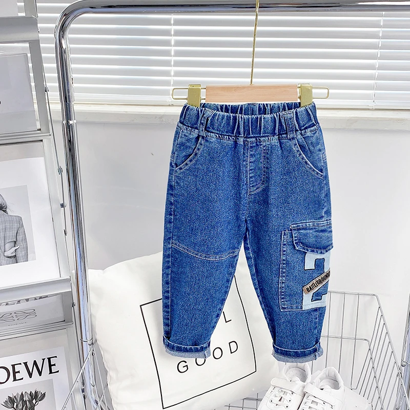 

Children Clothing 2-6Year Boy's Jeans Solid Color Trousers Boys Denim Long Pants Fashion Kids Baby Boy Jeans Bottoms