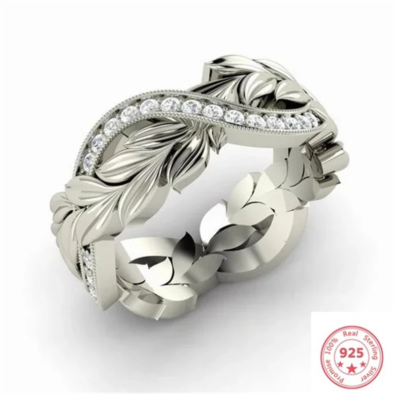 

925 Sterling Silver Natural Wedding Diamond Ring for Women Luxury White Topaz Gemstone Bizuteria Anillos S925 Silver Rings Box