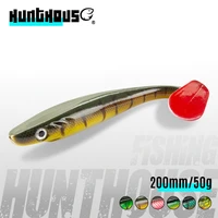 hunthouse pro shad pike lure 20cm 50g 2pcslot paint printing lure paddle tail pig shad silicone souple leurre natural musky