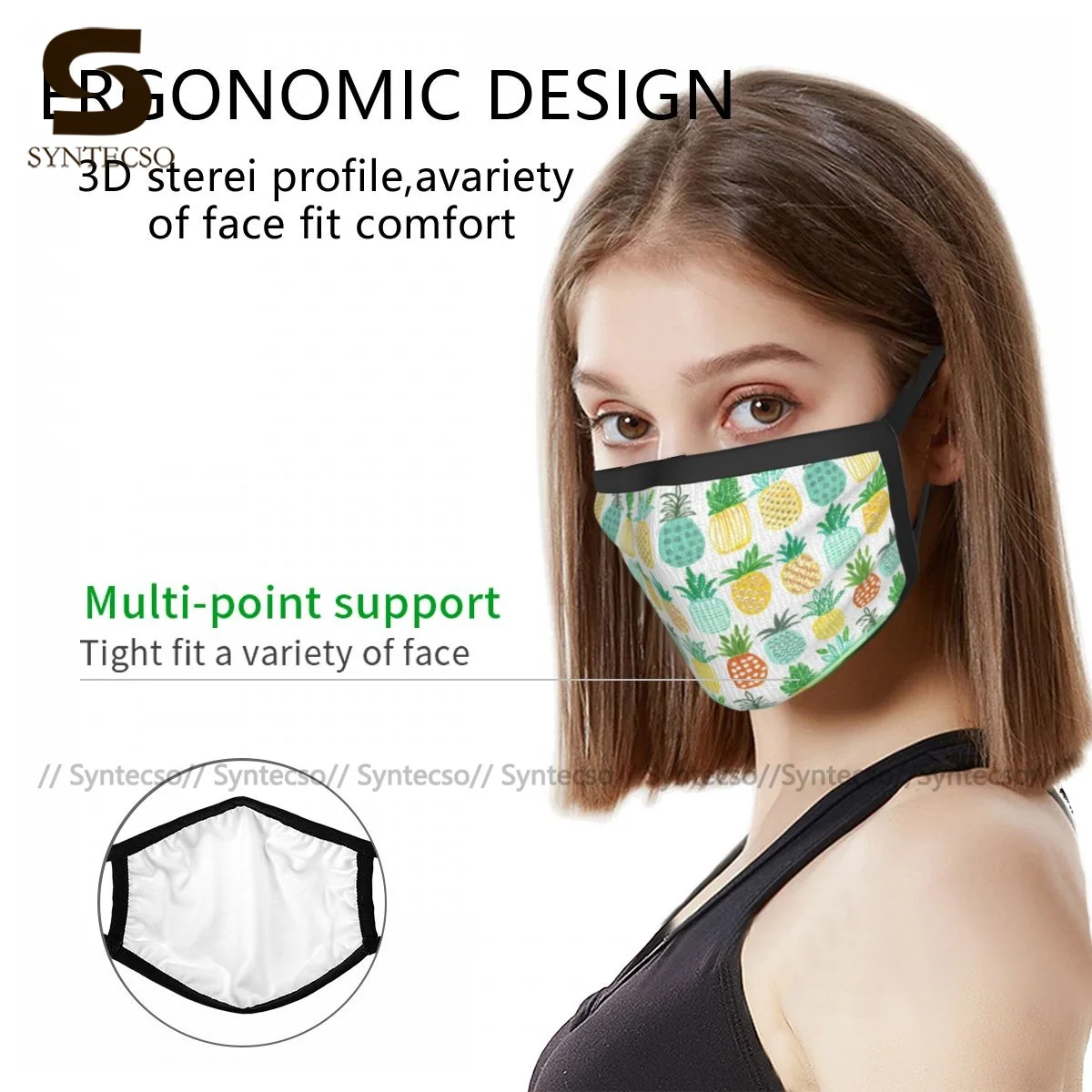 

Pineapple Mouth Face Mask Cloth Cool Anti-Dust Dropshipping Unisex Facial Mask