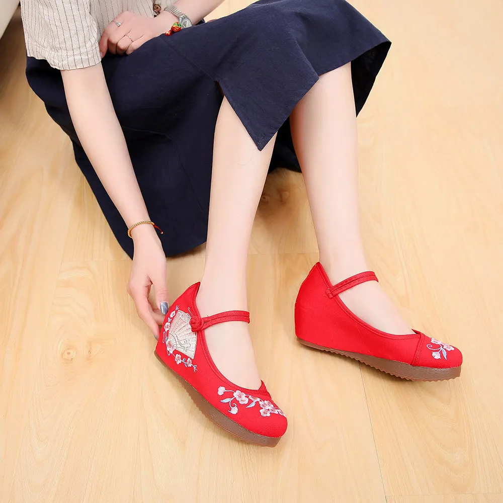 Veowalk/Женская парусиновая обувь на скрытой платформе с вышивкой в китайском стиле
