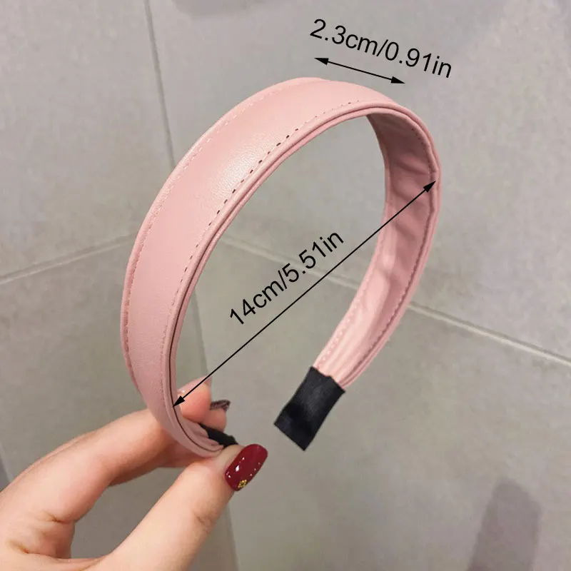 Ободок для волос женский из искусственной кожи тонкий модный простой винтажный