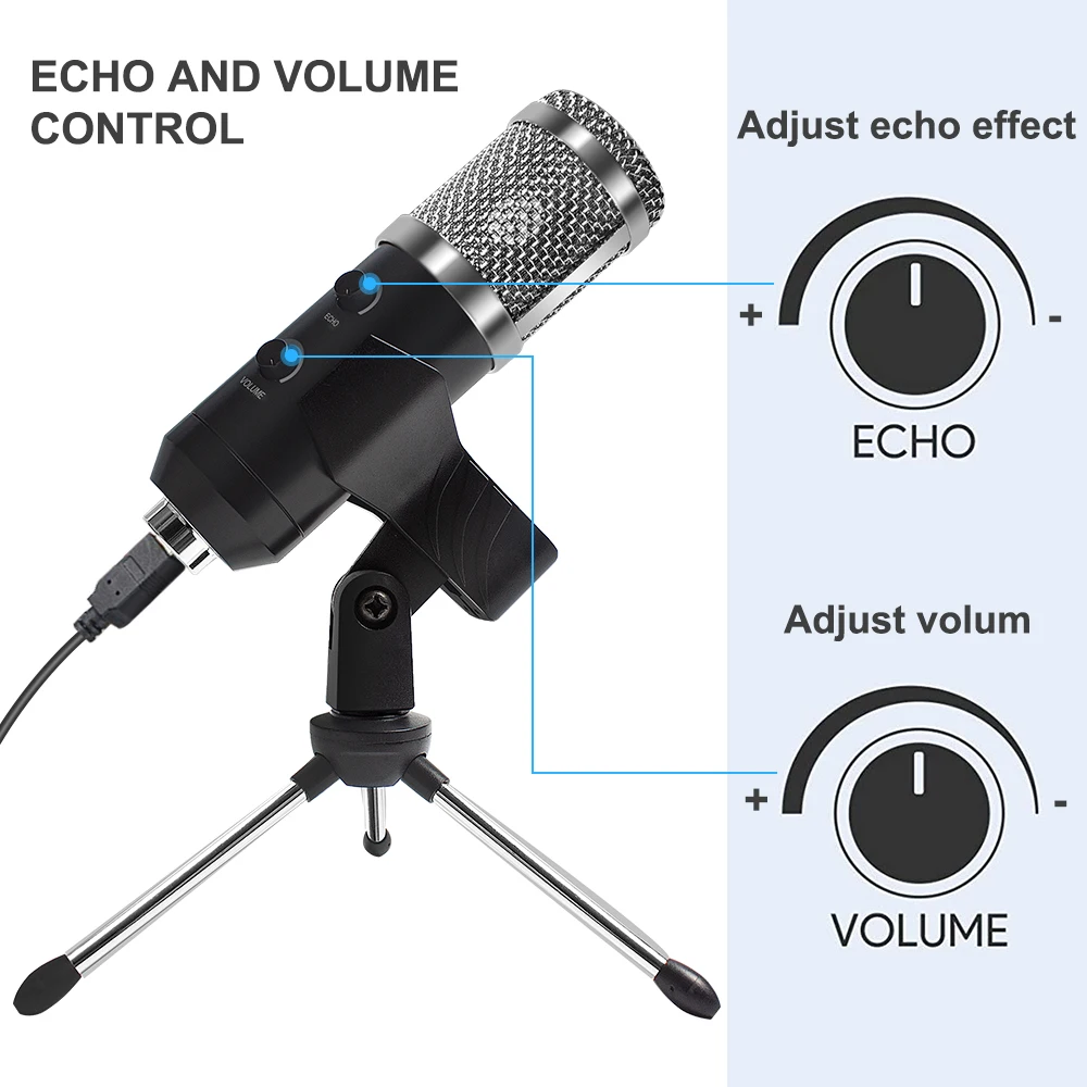 2021 E20 PC Microphone USB Mic With 6 Inch Ring Light Arm Stand Professional Ringlight Studio Kit For Youtube Video Popcast enlarge