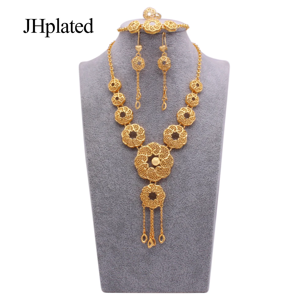 Дубай позолоченные дизайнерские ювелирные наборы свадебный браслет серьги