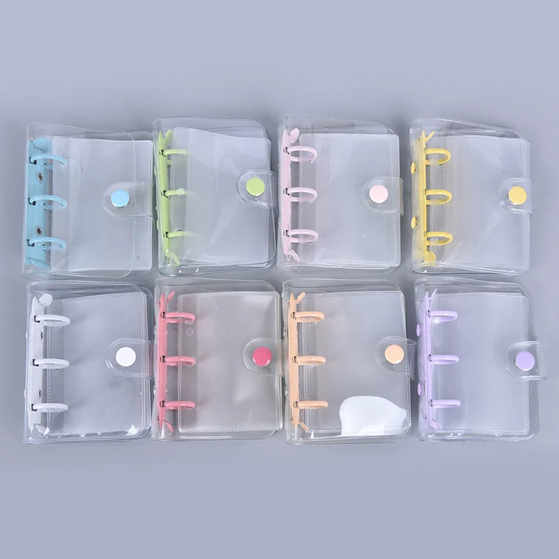 

Creative Cute Transparent 3 ring Mini Loose-leaf Hand Book Student Portable Notebook Ring Binder School Supplies