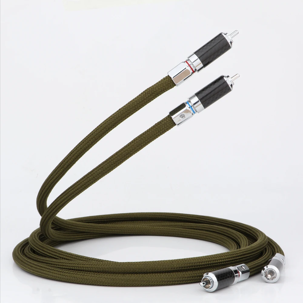 

Pair Preffair High Quality HIFI X404 OCC Silver Plated Audio Interconnect Cable With Carbon Fiber Rhodium Plated RCA Connector