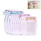 610 шт. многоразовые стеклянная банка с завинчивающейся крышкой сумки Бакалея конфеты Еда чехол для хранения, на молнии Портативный Кухня прокладка гайка для печенья, закусок Мейсон Органайзер