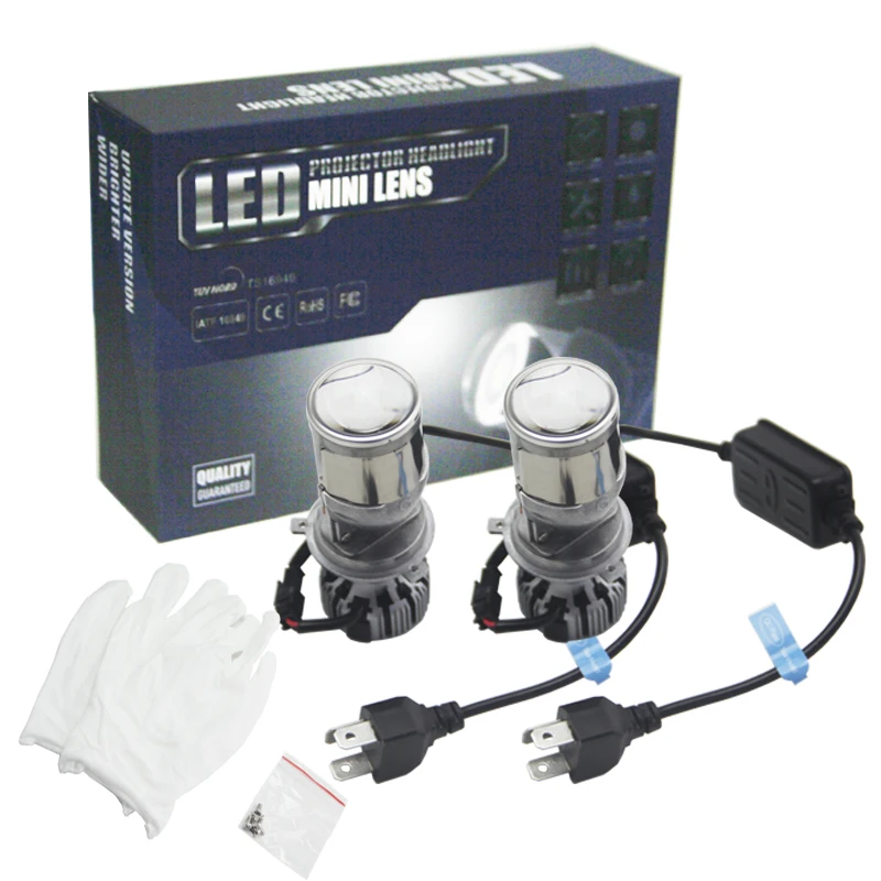 SHUOKE Mini H4 Bi светодиодный объектив для проектора специальный чип DC 12V 24V Hi 45W 2.53A 10000LM