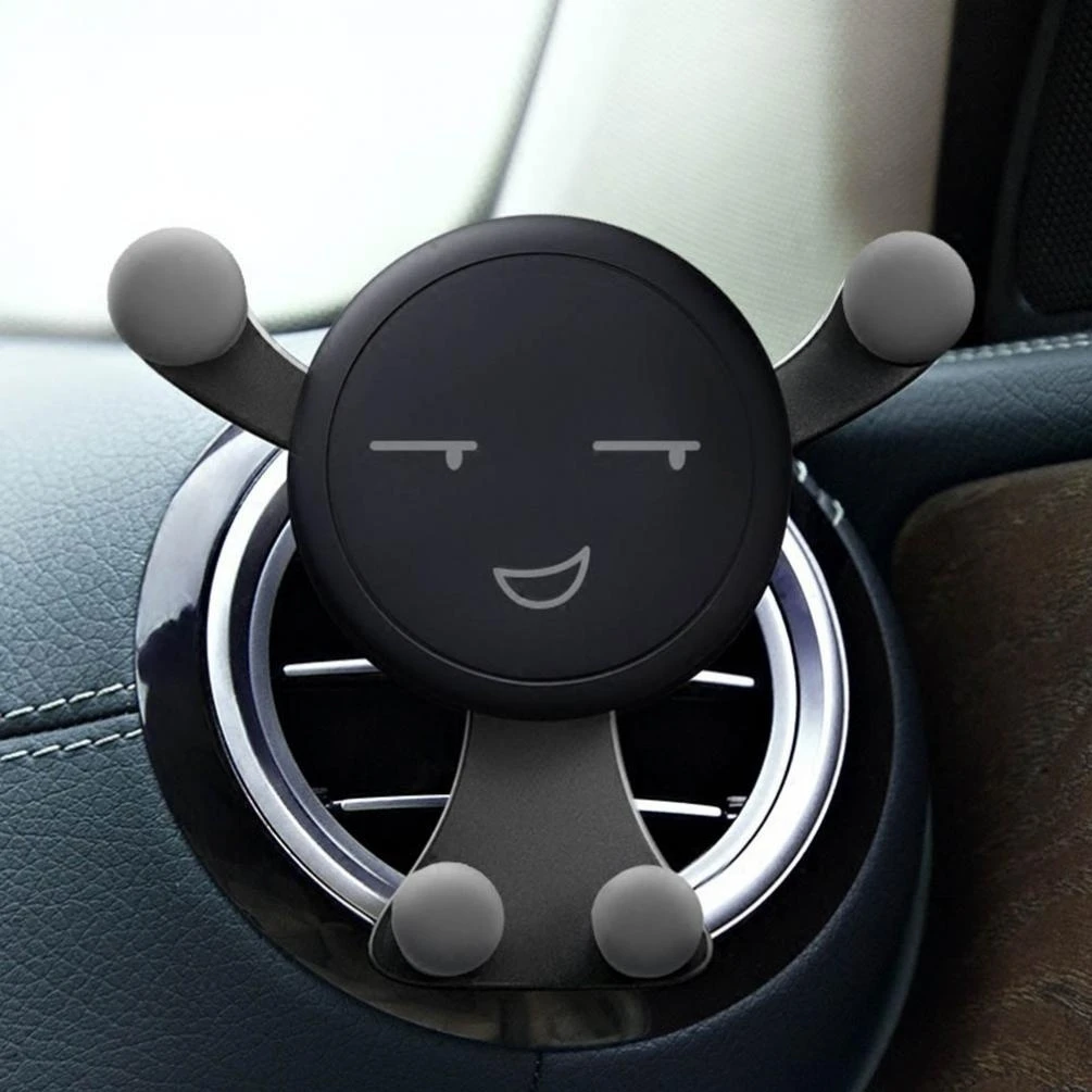 

Universal Gravity Car Phone Holder Air Vent Mount Stand For Cell Phone GPS Car Bracket Mounts Accessories Smile Emoticon Auto