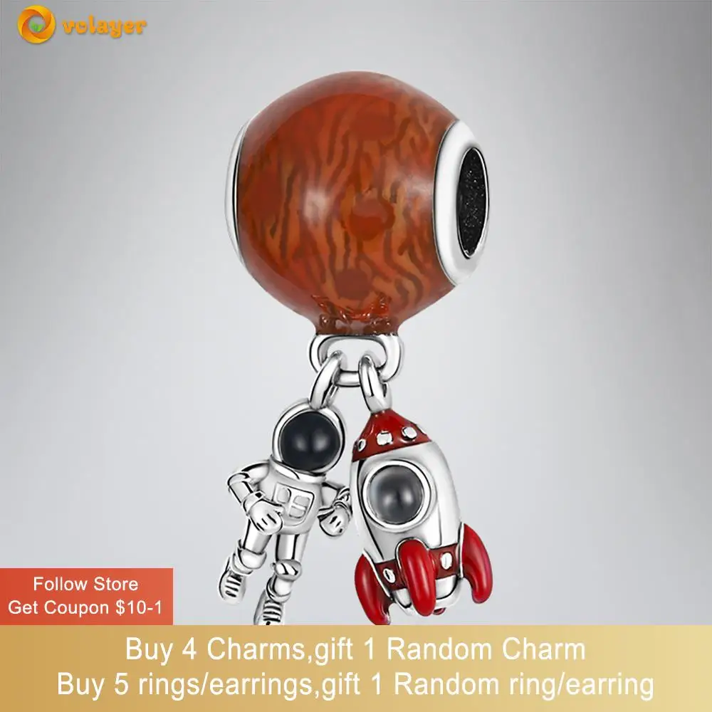 

Volayer 925 Sterling Silver Beads Mars Rocket Astronaut Charm fit Original Pandora Bracelets for Women Jewelry Making Gift
