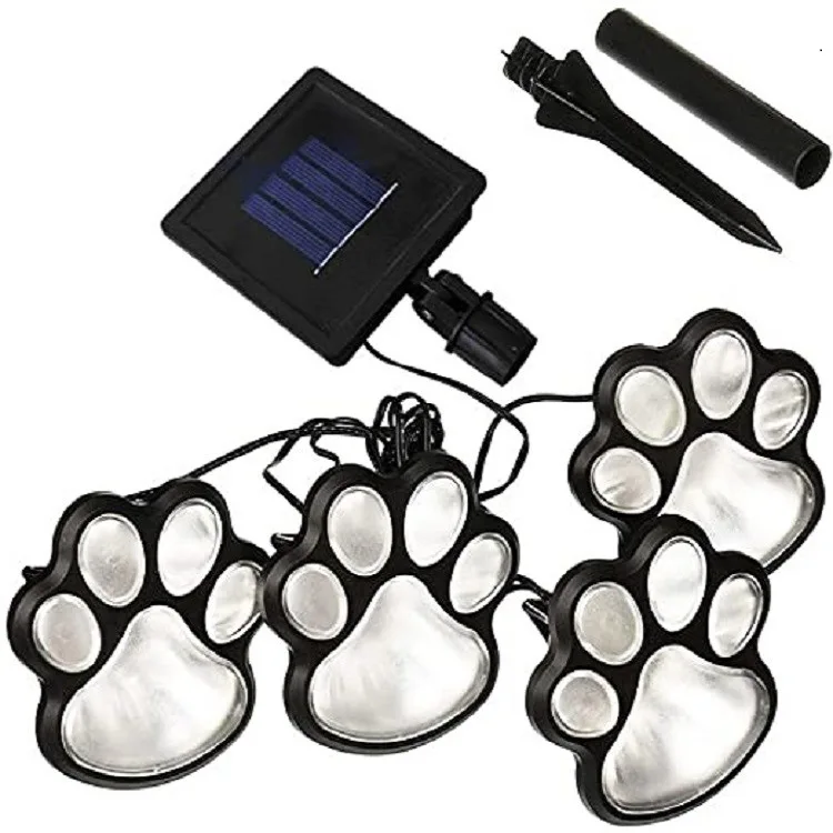 

LED Solar Light Outdoor Street Light Solar Cat Animal Paw Print Light LED Garden Path Decoration Lighting Footprint Light