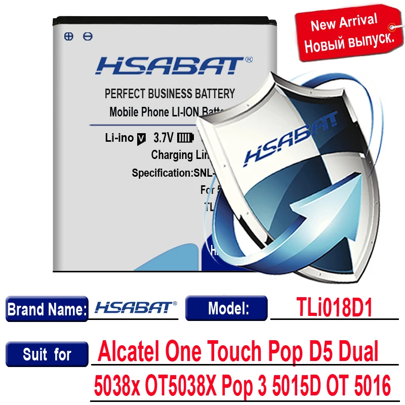 HSABAT 100% новый 2900mAh TLi018D1 аккумулятор TLi018D2 для Alcatel One Touch Pop D5 Dual 5038x OT5038X 3 5015D OT 5016