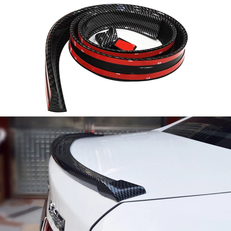 

1.5M Universal Car Carbon Fiber Tail Spoilers Decorative Strip Refit Spoiler PVC Punch-free Black/Gloss Black Car Styling