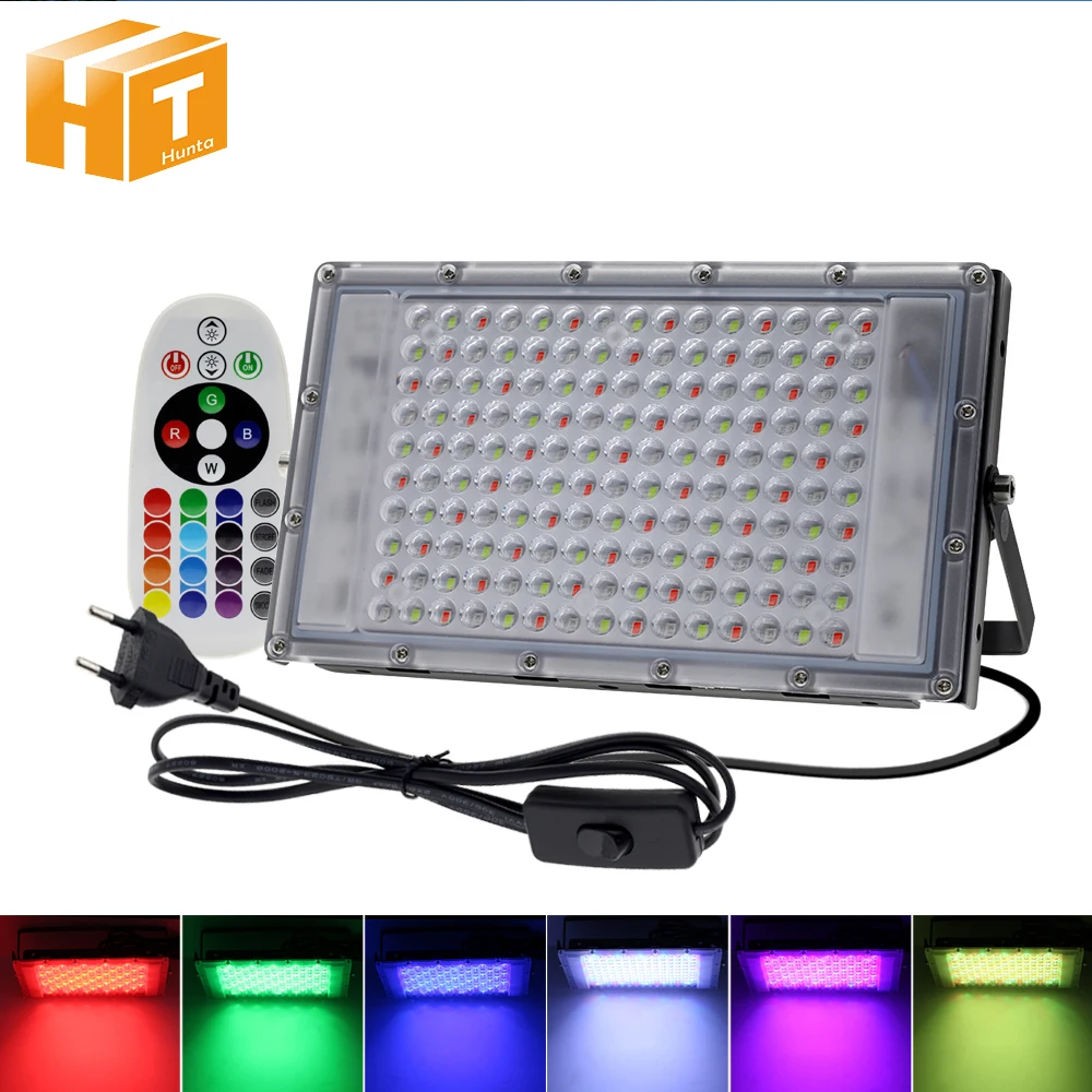 

220V RGB LED Flood Light 50W 100W 150W IP65 Waterproof Spotlight Outdoor Garden Lighting Lamp Landscape Lighting