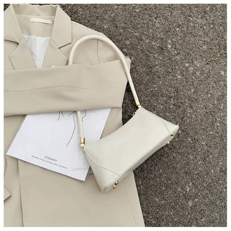 

Summer Fashion Baguette Bags For Women 2020 PU Leather Female Shoulder Bag Sac A Main Femme Designer Ladies Lattice Handbags