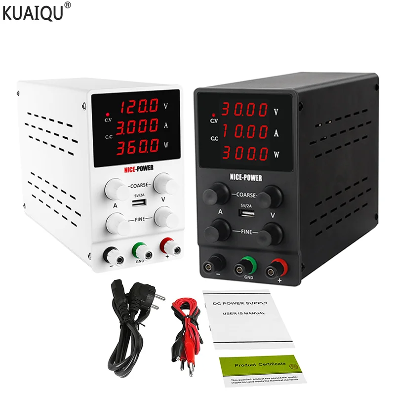 

KUAIQU DC Laboratory 60V 5A Regulated Lab Power Supply Adjustable 30V 10A Voltage Regulator Stabilizer Switching Bench Source