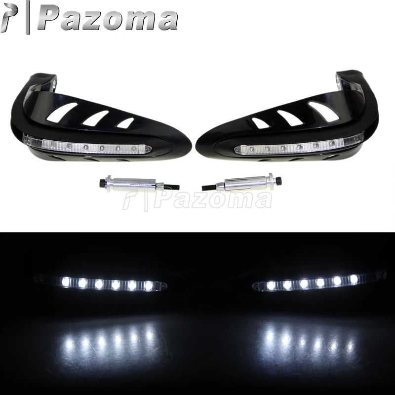 Black with LED 7/" 22 мм Мотокросс двойной Спорт расширение рукавицы для Honda Ducati Yamaha Suzuki 250 CBF600 CB1000R Transalp Hornet 600 XR - Цвет: Black with LED