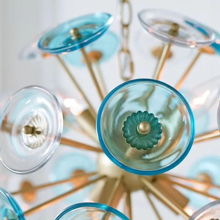 Роскошная цветная стеклянная круглая люстра скандинавского цвета Подвесная