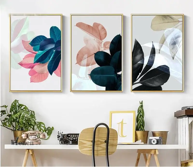 

Nordic Plants Poster Wall Art Colorful Leaves Wall Pictures for Living Room Home Decoration Canvas Painting Posters and Prints