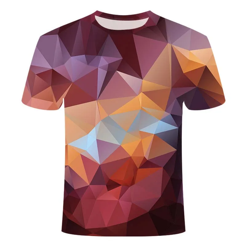 

2021 new men's T-shirt beautiful diamond striped maze top summer round neck shirt trendy streetwear 3D printed short sleeve styl