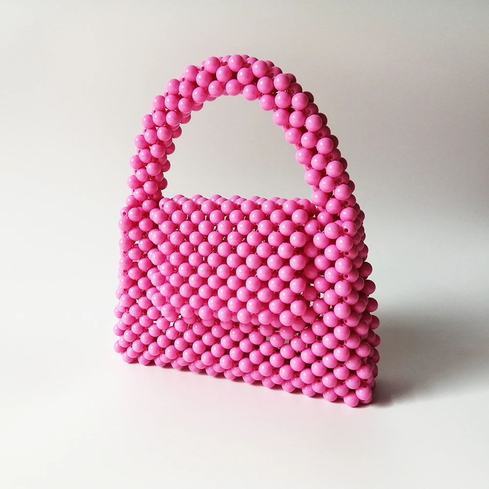 

Женская сумочка с бусинами и верхней ручкой, маленькие вечерние сумки с жемчугом, летние пляжные кошельки и ручная сумка для женщин, дизайнерский бренд 2021