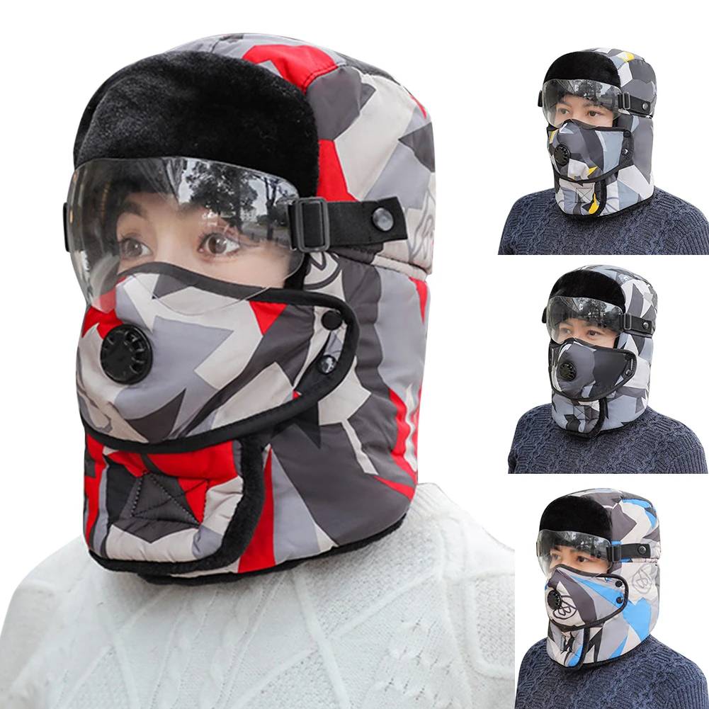 

Winter Thermal Fleece Hats Men Women Fashion Ear Neck Protection Face Windproof Bomber Ski Mask Cap Thicken Cycling Mask Hat