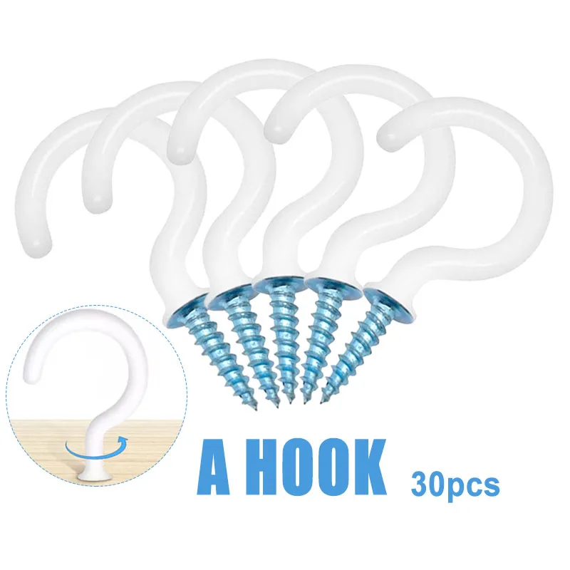 

Ceiling Hooks 30pcs White Multipurpose Screw Hook Screw Cup Hook for Hanging Plants Indoor and Outdoor Stuff TSH Shop