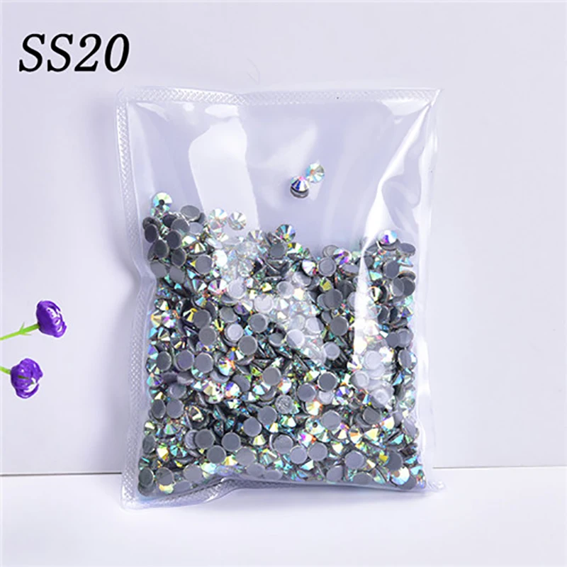 AAAAA стекло дизайн ногтей термостразы кристалл AB камень приклеенные железные